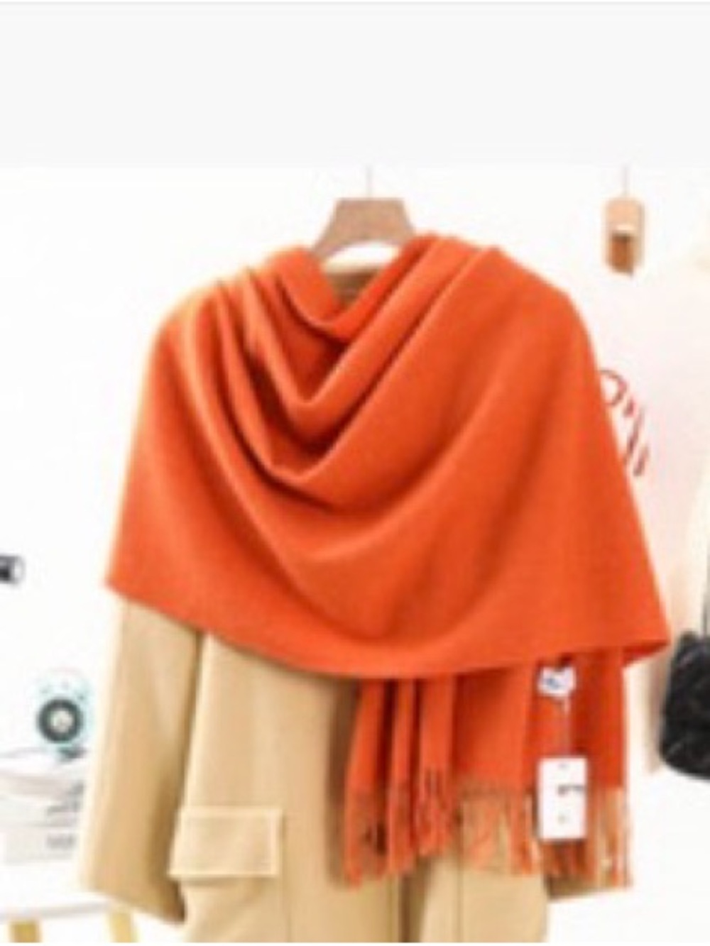 Tangerine Fringe Wrap Shawl for Women
